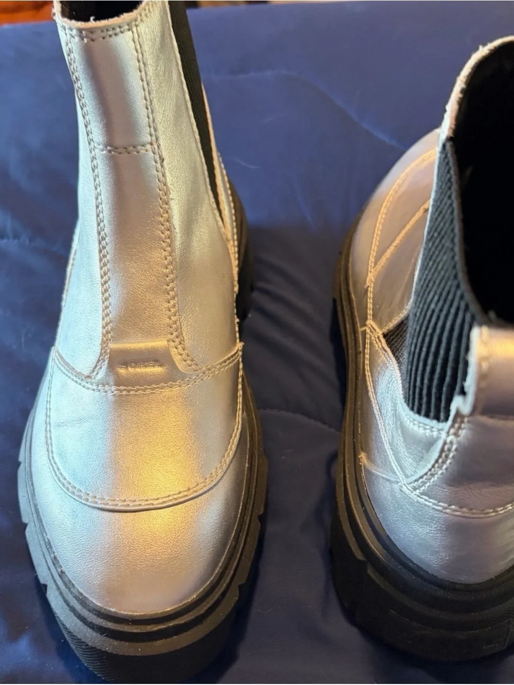 Metallic Silver Platform Chelsea Boot - Women's